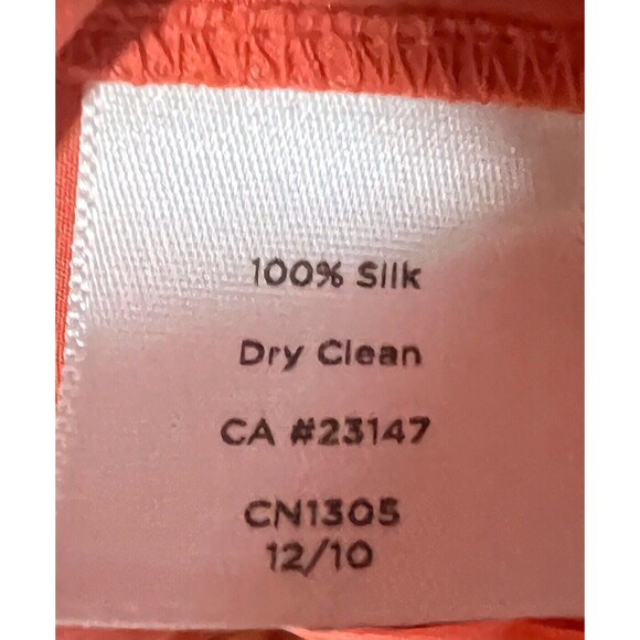 Talbots Drop Waist Dress XL Silk Peach Tie Front Short Sleeves Chic Classic - Picture 10 of 14